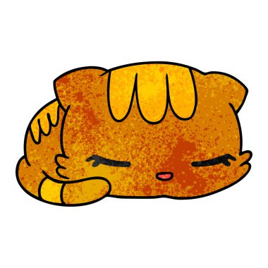 dokulu karikatür kawaii sevimli uyuyan kedi yavrusu