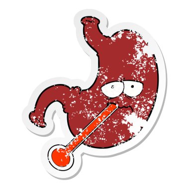 bir karikatür sıkıntılı etiket mide üzgün