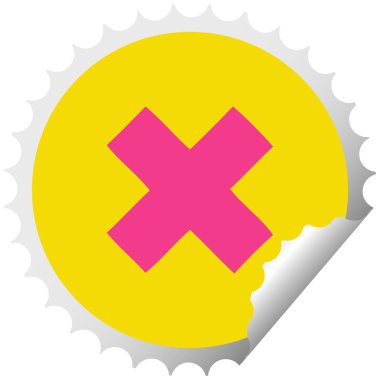 dairesel peeling etiket karikatür bir çarpma sembolü