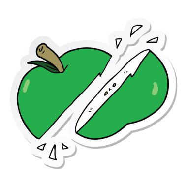 etiket bir karikatür dilimlenmiş elma