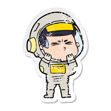 bir karikatür sıkıntılı etiket astronot vurguladı