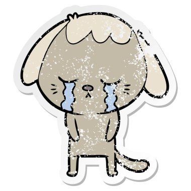 çizgi film ağlıyor bir sevimli köpek sıkıntılı etiket