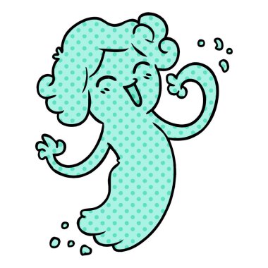 elle çizilmiş karikatür doodle bir mutlu pembe hayaletin