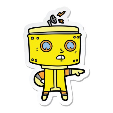 bir çizgi film robot suçlayarak, etiket