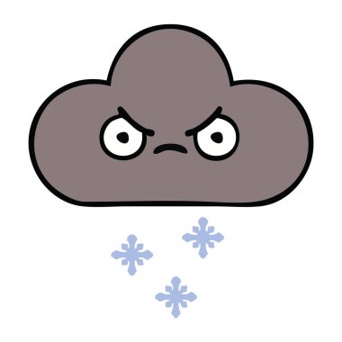 sevimli çizgi fırtına kar bulutu
