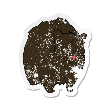 büyük siyah ayı karikatür Retro sıkıntılı etiket