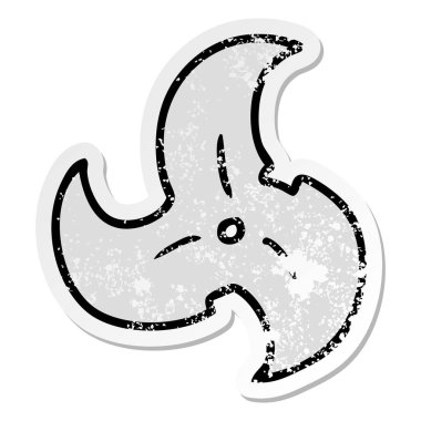 elle çizilmiş etiket karikatür doodle tek Ninja yıldızı atma bir sıkıntılı