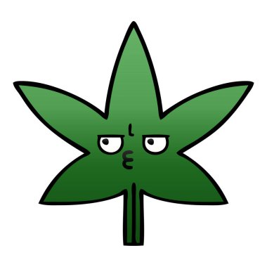 Degrade gölgeli karikatür marihuana yaprağı