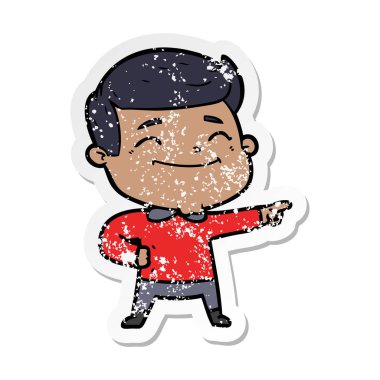 bir mutlu çizgi film adamın sıkıntılı etiket