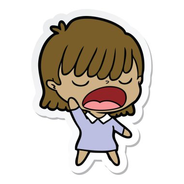 yüksek sesle konuşuyor karikatür kadın etiketi