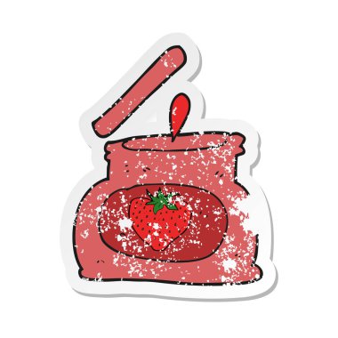 Retro etiket kavanoz reçel haşhaş bir karikatür sıkıntılı