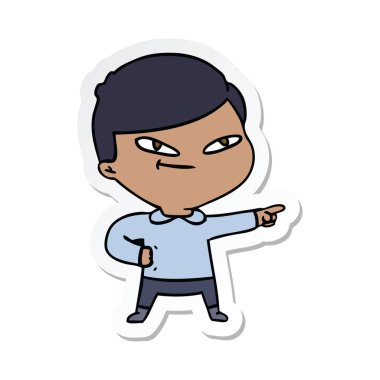 bir çizgi film işaret eden adamın etiket