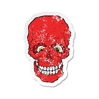 bir çizgi film ürkütücü kafatası Retro sıkıntılı etiket