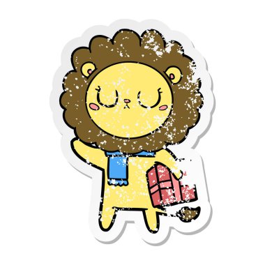 Noel hediyesi ile çizgi film aslan sıkıntılı etiket