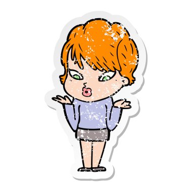 bir çizgi film kadının sıkıntılı etiket