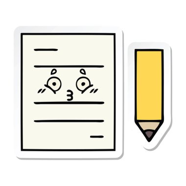 sevimli çizgi test kağıt etiket