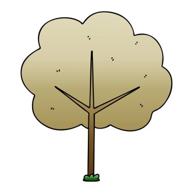 Degrade gölgeli ilginç karikatür ağaç