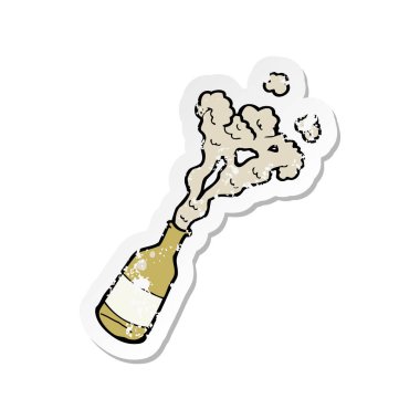 bir çizgi film su şişe Retro sıkıntılı etiket