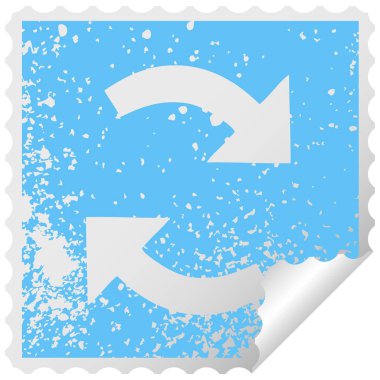 sıkıntılı kare geri dönüşüm bir ok sembolü etiket soyma