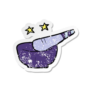 bir çizgi film havaneli ve harç Retro sıkıntılı etiket