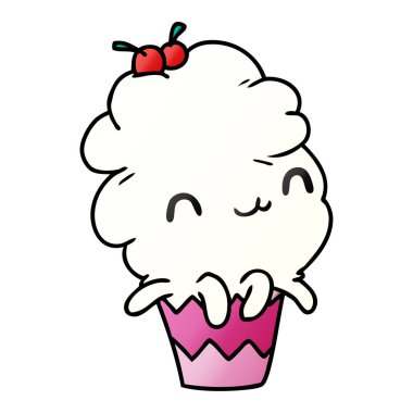 Degrade çizgi film illüstrasyon kawaii ahtapot kek