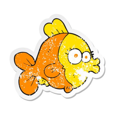 komik karikatür balık Retro sıkıntılı etiket