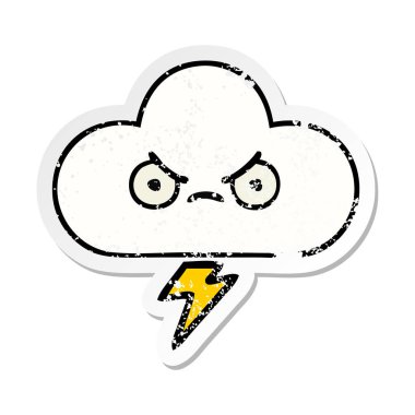 sevimli çizgi gök gürültüsü bulut sıkıntılı etiket