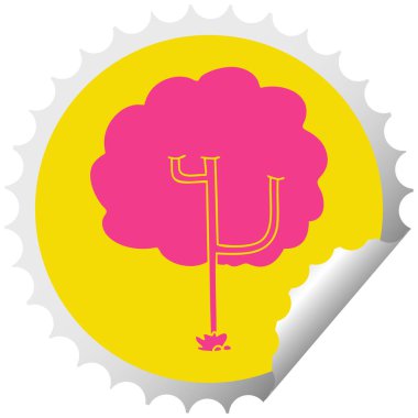 ilginç dairesel peeling etiket karikatür ağaç