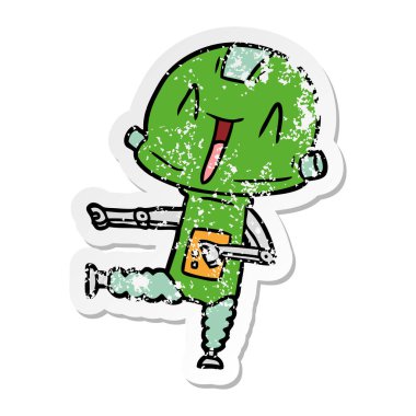 bir çizgi film robot sıkıntılı etiket