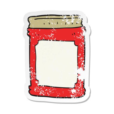 Retro sıkıntılı etiket, bir çizgi film reçel kavanozu