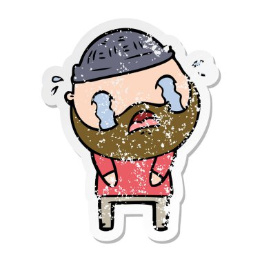 bir karikatür sıkıntılı etiket ağlayan adam sakallı