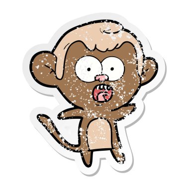 bir çizgi film şok maymunun sıkıntılı etiket