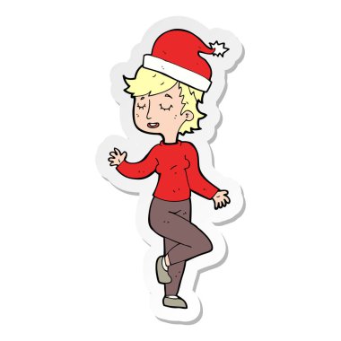 Noel için hazır Başlarken bir karikatür kadının etiket