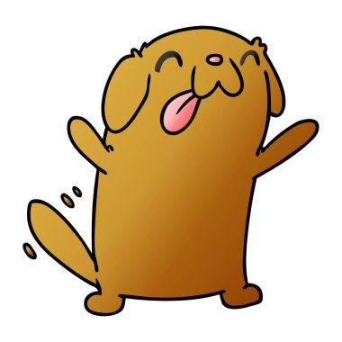 Degrade çizgi film illüstrasyon kawaii şirin bir köpek