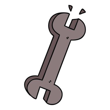 ilginç el çizilmiş karikatür somun anahtarı