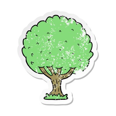 bir çizgi film ağacının sıkıntılı etiket