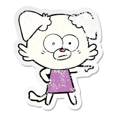 elbise işaret içinde bir gergin çizgi film köpek sıkıntılı etiket