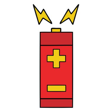 sevimli çizgi bir pil