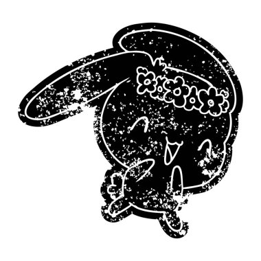 Grunge simgesi kawaii şirin tüylü tavşan