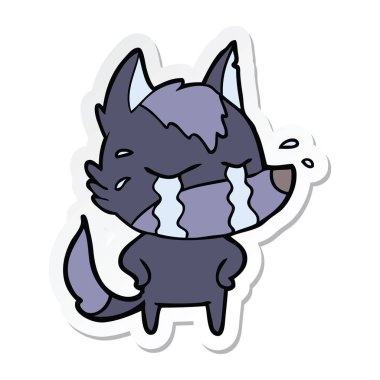 etiket bir karikatür ağlayan kurt