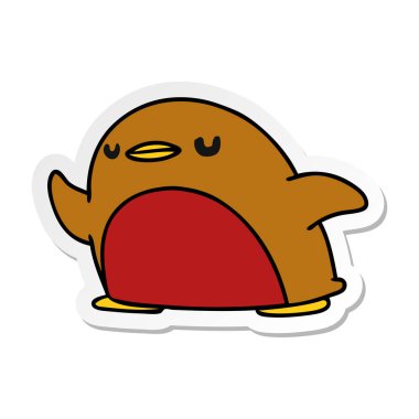 serbest el çekilmiş etiket karikatür şirin kawaii kırmızı robin 