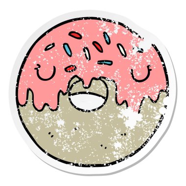 bir çizgi film donut sıkıntılı etiket