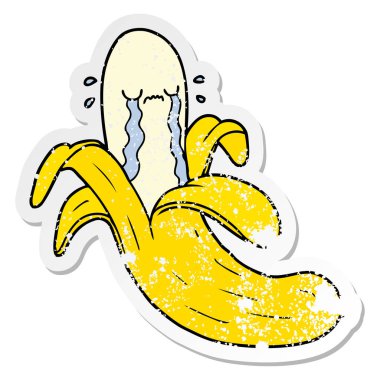 muz ağlıyor bir karikatür sıkıntılı etiket