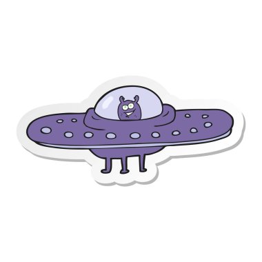 etiket bir karikatür uçan daire