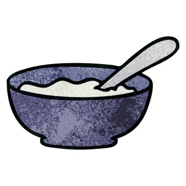 ilginç el çekilmiş yulaf lapası karikatür kase