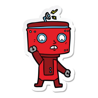 bir çizgi film robot sallayarak etiket