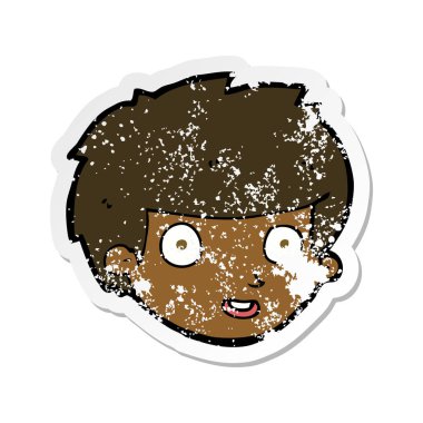 bir karikatür mutlu çocuklar yüz Retro sıkıntılı etiket