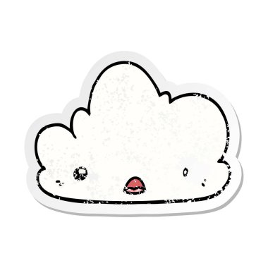 sevimli çizgi bulut sıkıntılı etiket