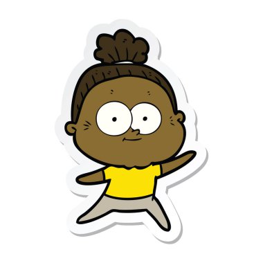 etiket bir karikatür mutlu yaşlı kadın