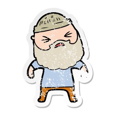 sakallı bir karikatür insanın sıkıntılı etiket